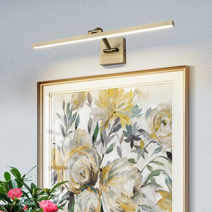 LED Modern Dimmable Picture Lights for Wall 23.62 Inch Hard-Wired Picture Frame Lights for Paintings Gallery Light with Adjustable Swing Arm Display Lights for Artwork,14W, Warm White Antique Bronze