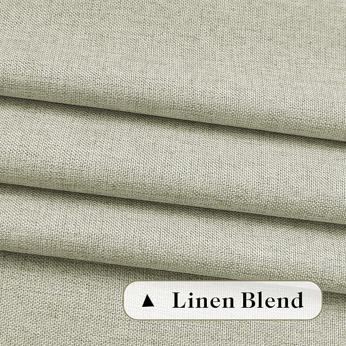 DONREN Natural Linen Curtains 96 Inches Long 2 Panels for Living Room Light Filtering Window Curtains Farmhouse Boho Draperies Back Tab Ivory Sheer Curtain for Playroom Office