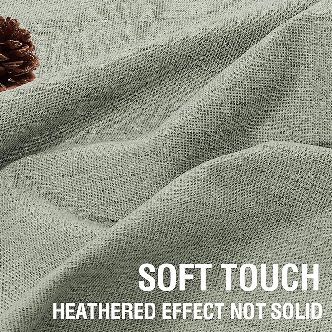 H.VERSAILTEX Chenille Curtains 96 inch Length 2 Panels 100% Blackout Drapes for Bedroom Living Room with White Flocking Coating Back Thermal Insulated Anti-Rust Grommet, Heathered Sage(Not Solid)