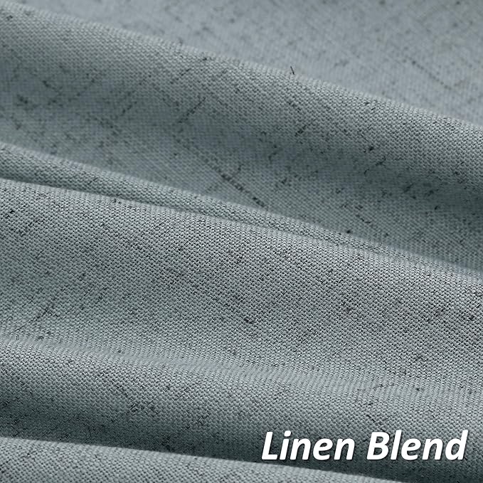 Guken Dark Blue Linen Curtains 96 Inches Long 2 Panel Set Rod Pocket Semi Sheer Dining Room Cozy Bedroom Decor Cotton Look Country Rustic Boho Farmhouse Curtains, 52x96