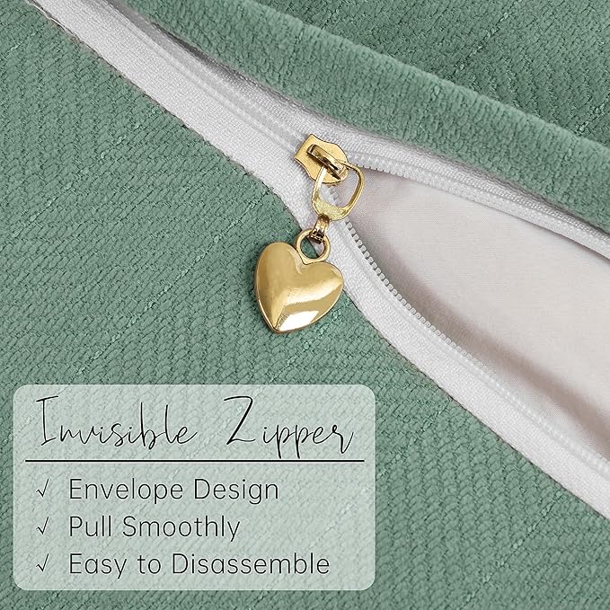 ZWJD Dusty Green Pillow Covers 12x20 Set of 2 Chenille Throw Pillow Covers with Elegant Design Soft and Luxurious Decorative Throw Pillows for Couch, Bed, and Home Decor