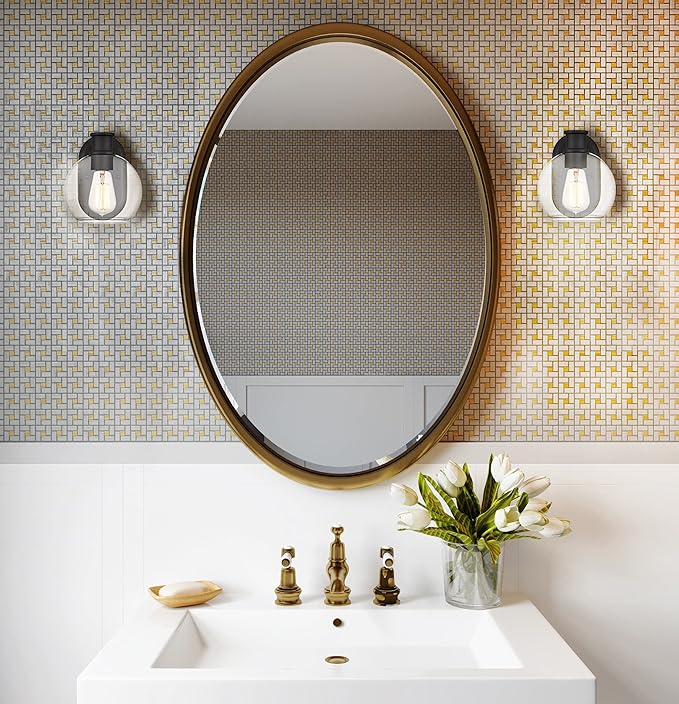 Dan Modern Farmhouse 1-Light Wall Sconces Light with Clear Glass Globe Shade in Dark Bronze Finish for Hallway, Entryway, Bathroom, Garage, Kitchen, Living Room