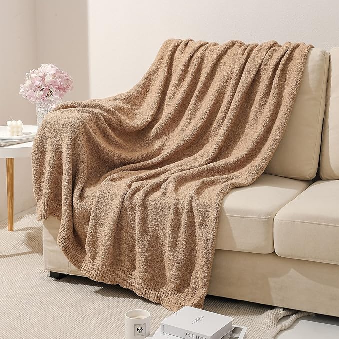 bearberry Super Soft Fluffy Throw Blanket Lightweight Cozy Warm Throw Blankets for Couch Bed Sofa All Season (Camel, 40”x50”)