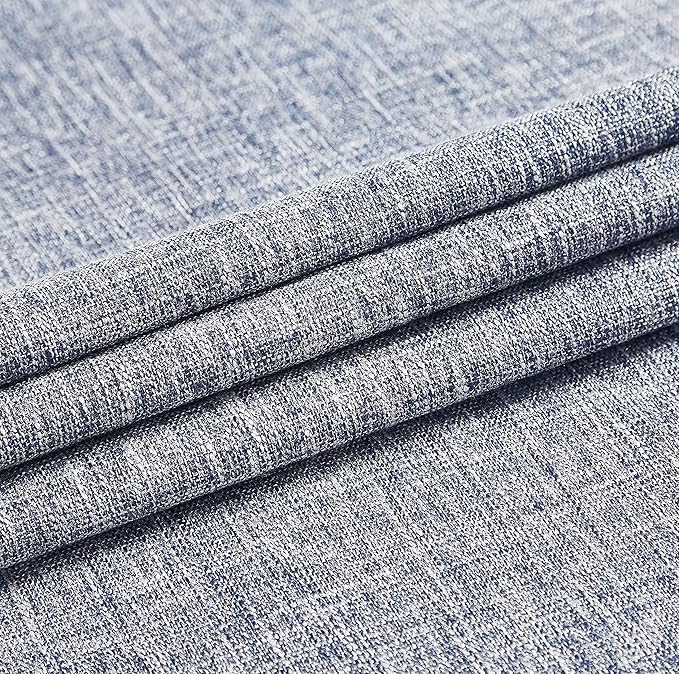 Indigo Solid Full Blackout Curtain Heavy Linen Texture Window Treatment for Bedroom Noise Reducing Thermal Weave Drapes 8 Grommets Top for Living Room with Liner, Navy Blue, 50" x 95", 2 Panels