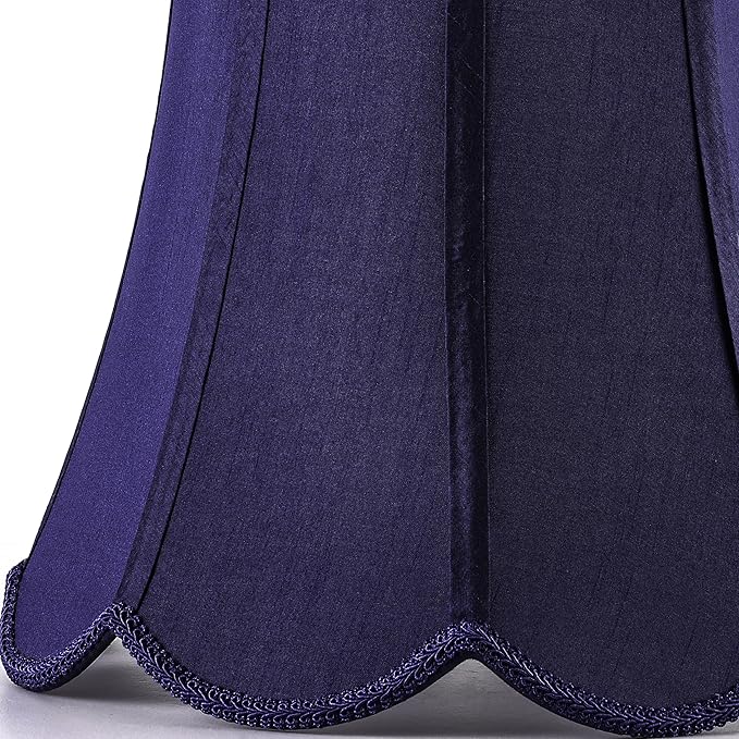 GOSO 13 Inch Blue Scalloped Lampshades Set of 2 Medium, Faux Silk Wavy Petal Edge Decorative Lamp Shades for Table Lamp, Floor Lamps 8×13×11 Inch Spider Replacement Lampshade,Easy Assembly