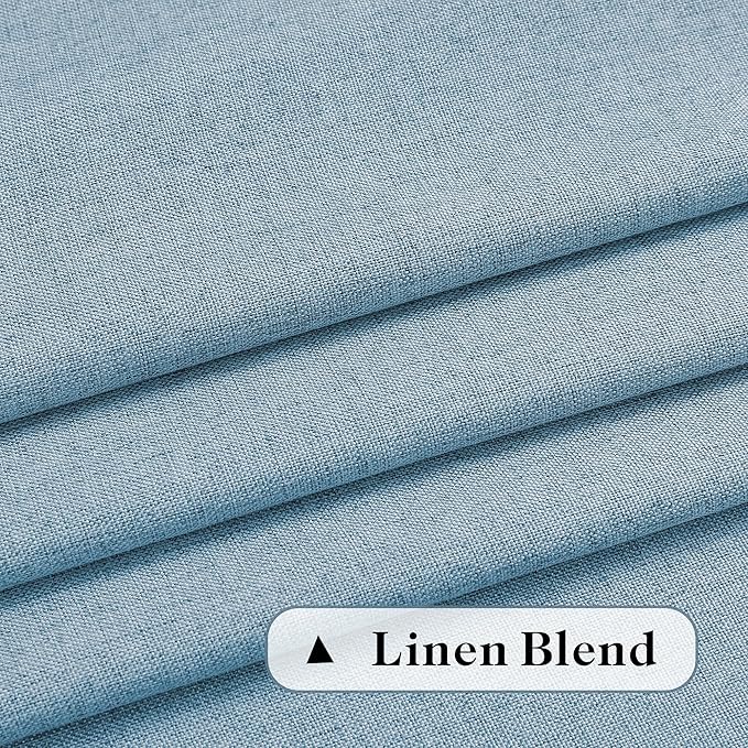 DONREN Dusty Blue Curtains 96 Inch Length for Living Room 2 Panel Back Tab Rod Pocket Drape Light Filtering Semi Sheer Linen Textured Curtain for Bedroom Modern Farmhouse Decor 50x96 Long