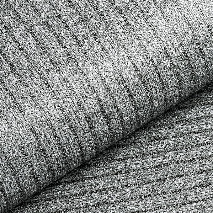 Livelynine 15.8x197 Gray Striped Peel and Stick Wallpaper Dark Grey Fabric Stick on Textured Wall Paper for Bedroom Accent Wall Self Adhesive Decorative Contact Paper for Cabinets Shelves Vinyl Wrap