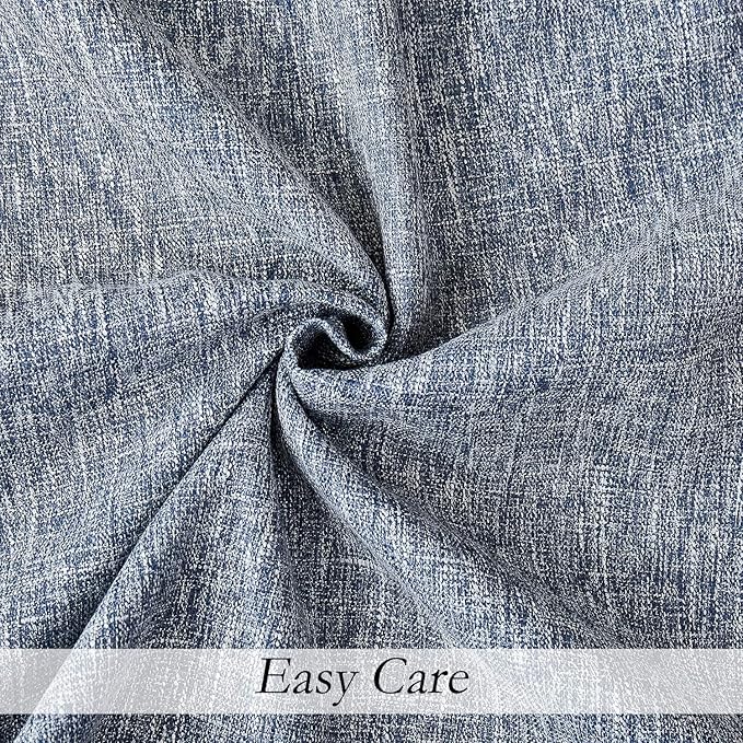 Indigo Solid Full Blackout Curtain Heavy Linen Texture Window Treatment for Bedroom Noise Reducing Triple Weave Drapes 8 Grommets Top for Living Room with Liner, Navy Blue, 50" x 63", 2 Panels